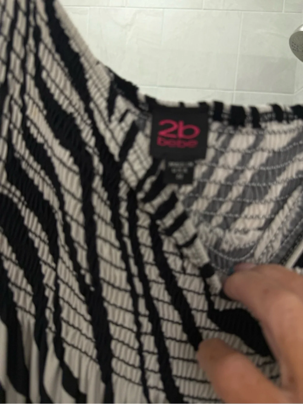 bebe Black and Blue Ombre Zebra Print Shower Curtain